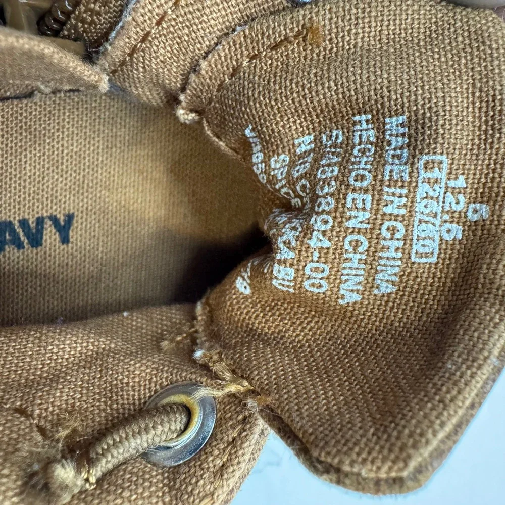 Old Navy High Top Sneakers Kids 6 Brown Buffalo Plaid Side Zip Boots 5483894-00‎